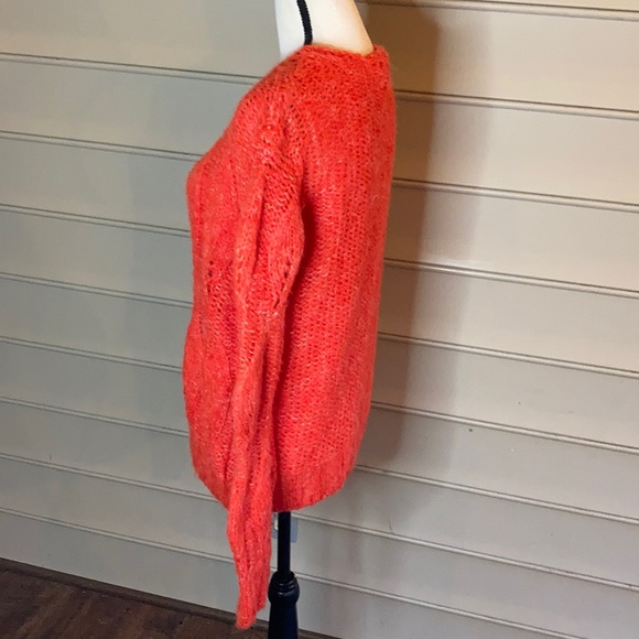 NWT TopShop Pointelle Orange Sweater Chunky - Picture 4 of 7